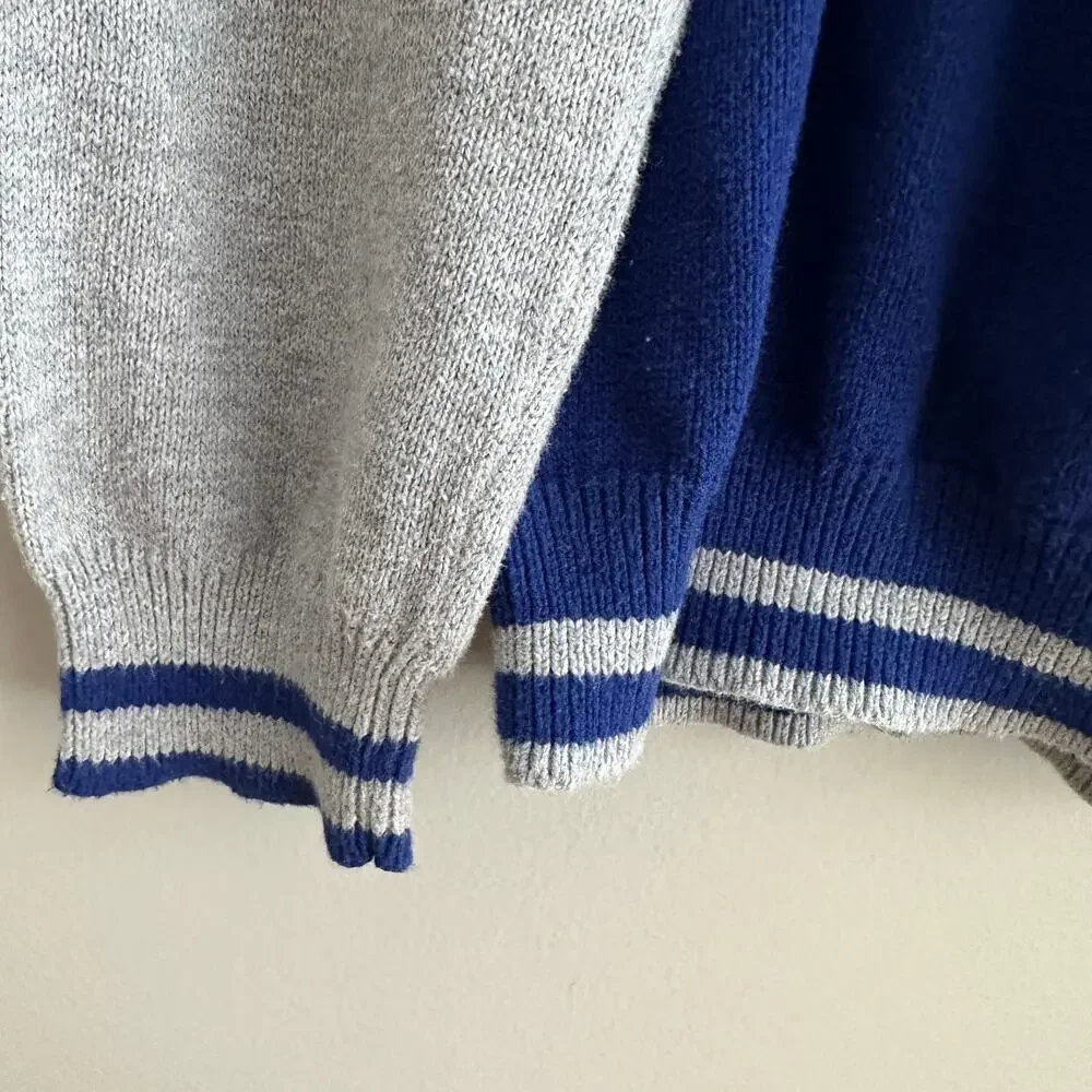 Gymboree Blue Gray Raglan Colorblock Cotton Sweater M 7 8 Boys